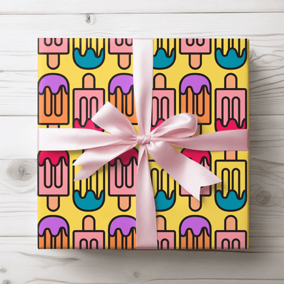 Colorful Yellow Popsicle Wrapping Paper