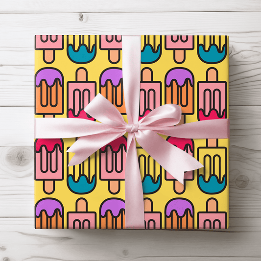 Colorful Yellow Popsicle Wrapping Paper