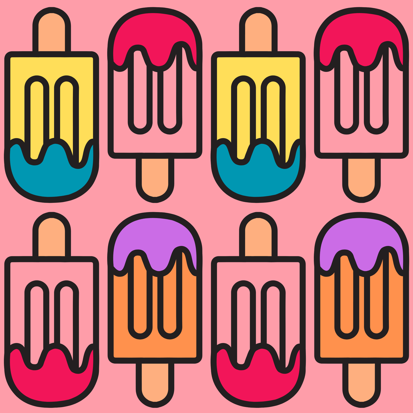 Colorful Pink Ice Cream Wrapping Paper