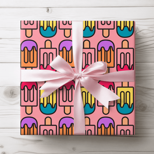 Colorful Pink Ice Cream Wrapping Paper