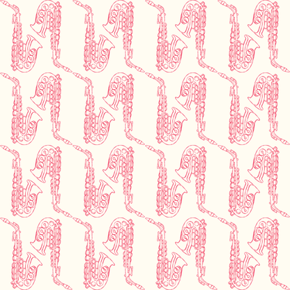 Chic Pink Saxophone Patterned Wrapping Paper