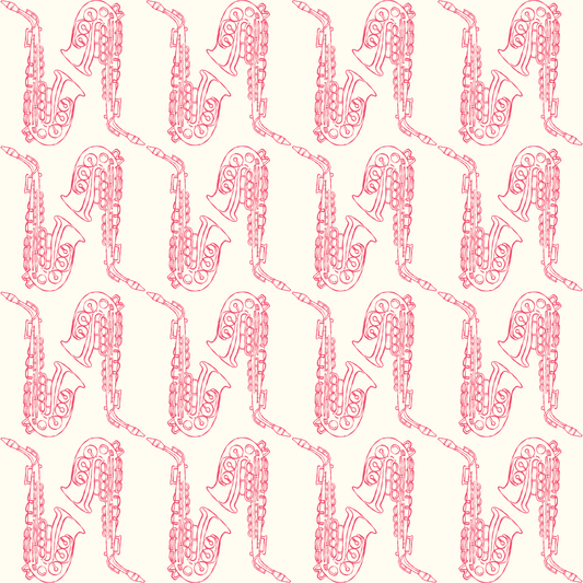Chic Pink Saxophone Patterned Wrapping Paper