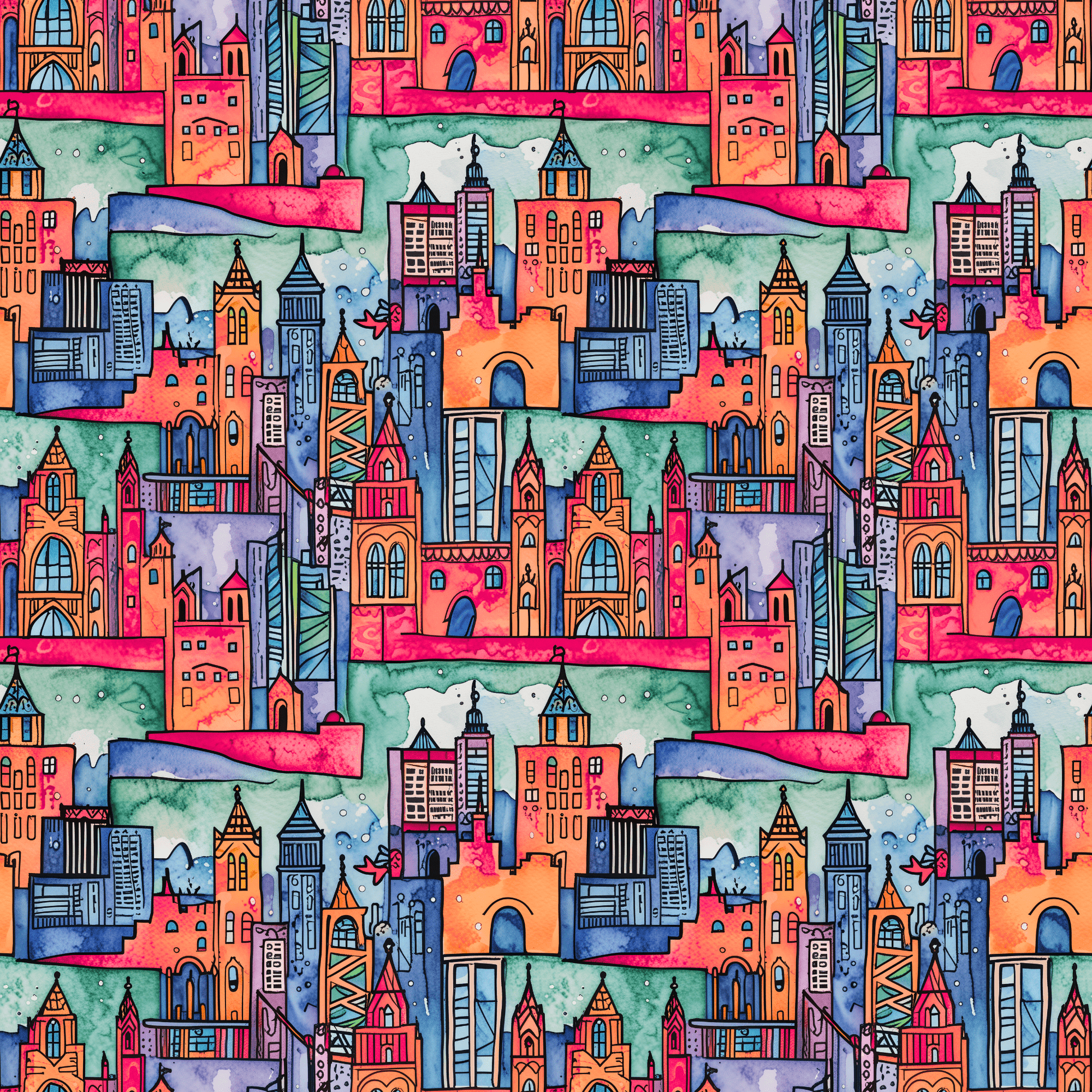 Wrapping Papers - Vibrant Abstract Cityscape