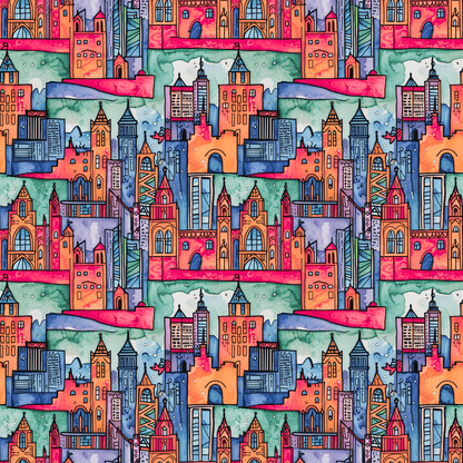 Wrapping Papers - Vibrant Abstract Cityscape