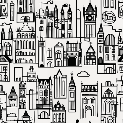 Elegant Black and White Abstract Cityscape Wrapping Paper