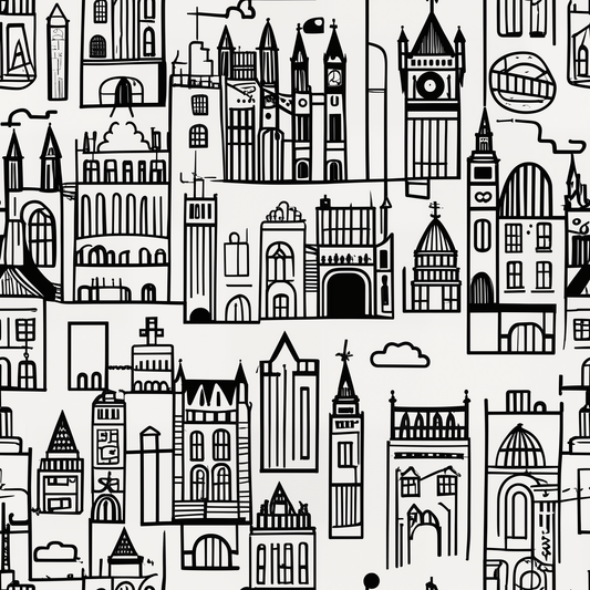 Elegant Black and White Abstract Cityscape Wrapping Paper