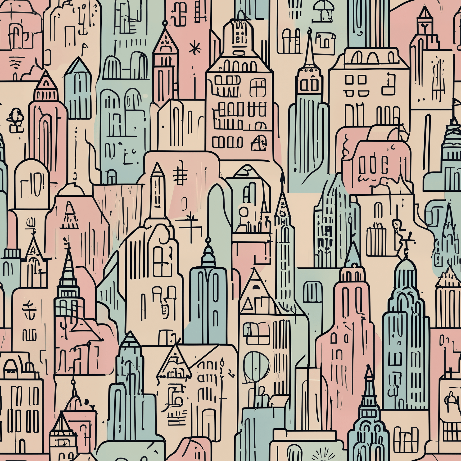 Abstract Cityscape Gift Wrap Paper