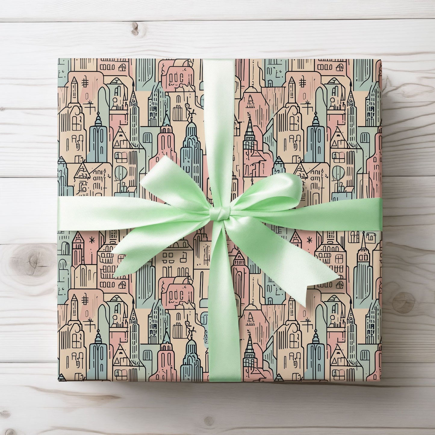 Abstract Cityscape Gift Wrap Paper