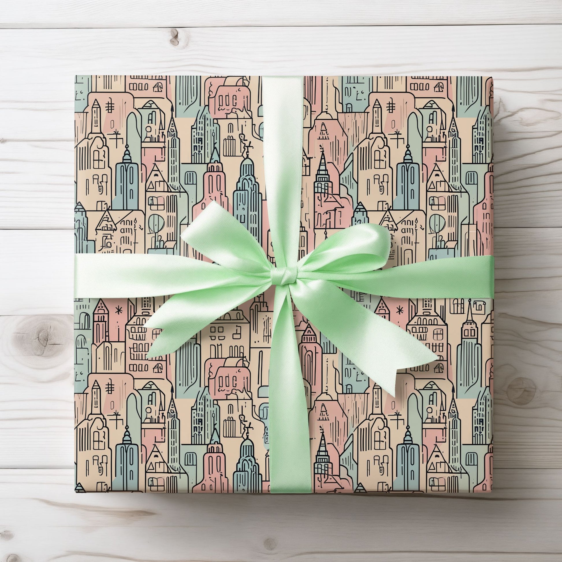 Abstract Cityscape Gift Wrap Paper