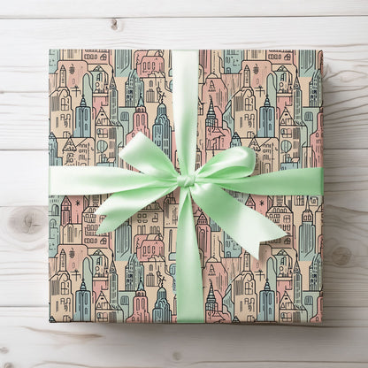 Abstract Cityscape Gift Wrap Paper