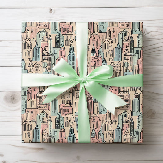 Abstract Cityscape Gift Wrap Paper