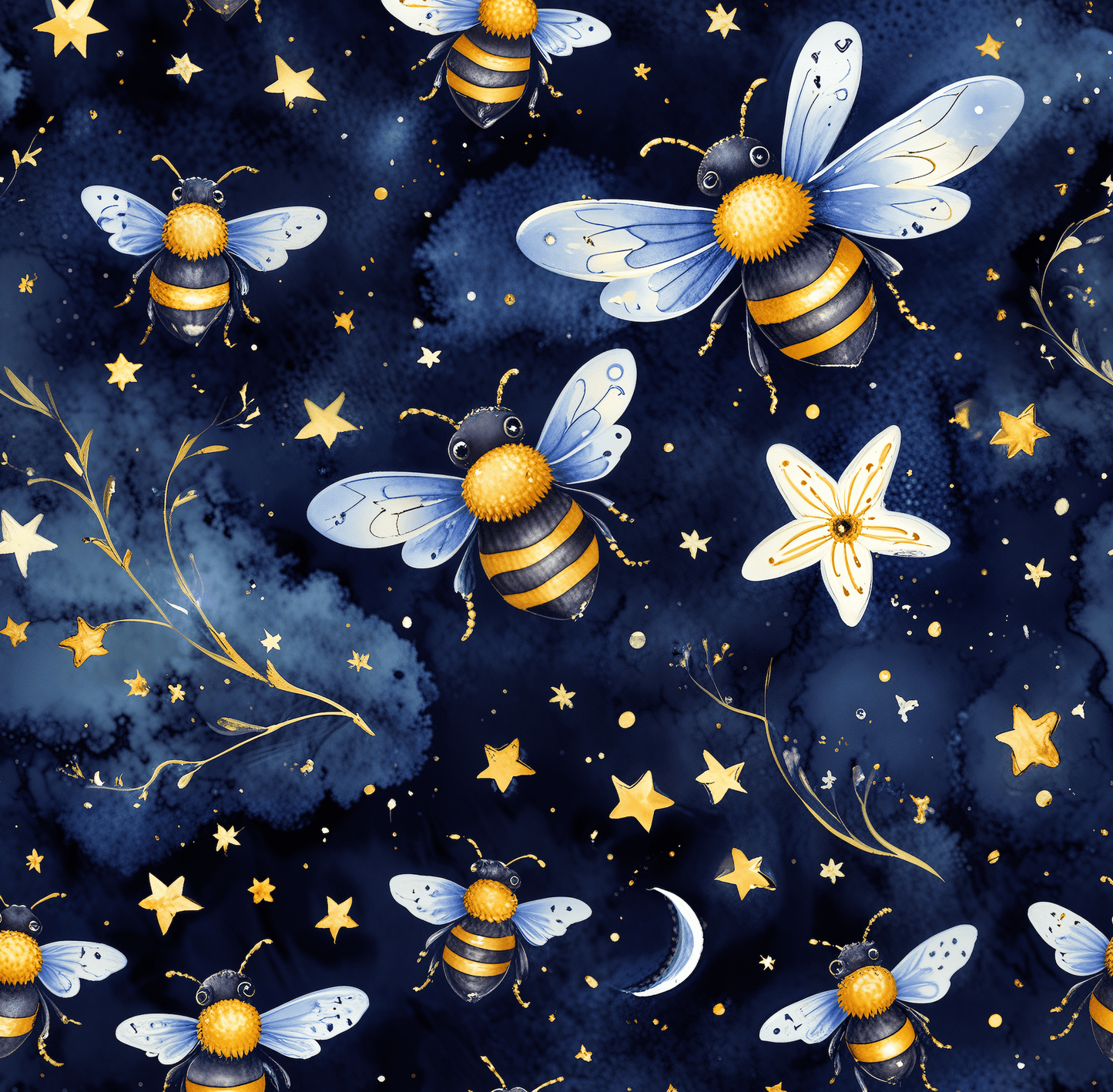 Whimsical Stars and Bees Gift Wrap Roll