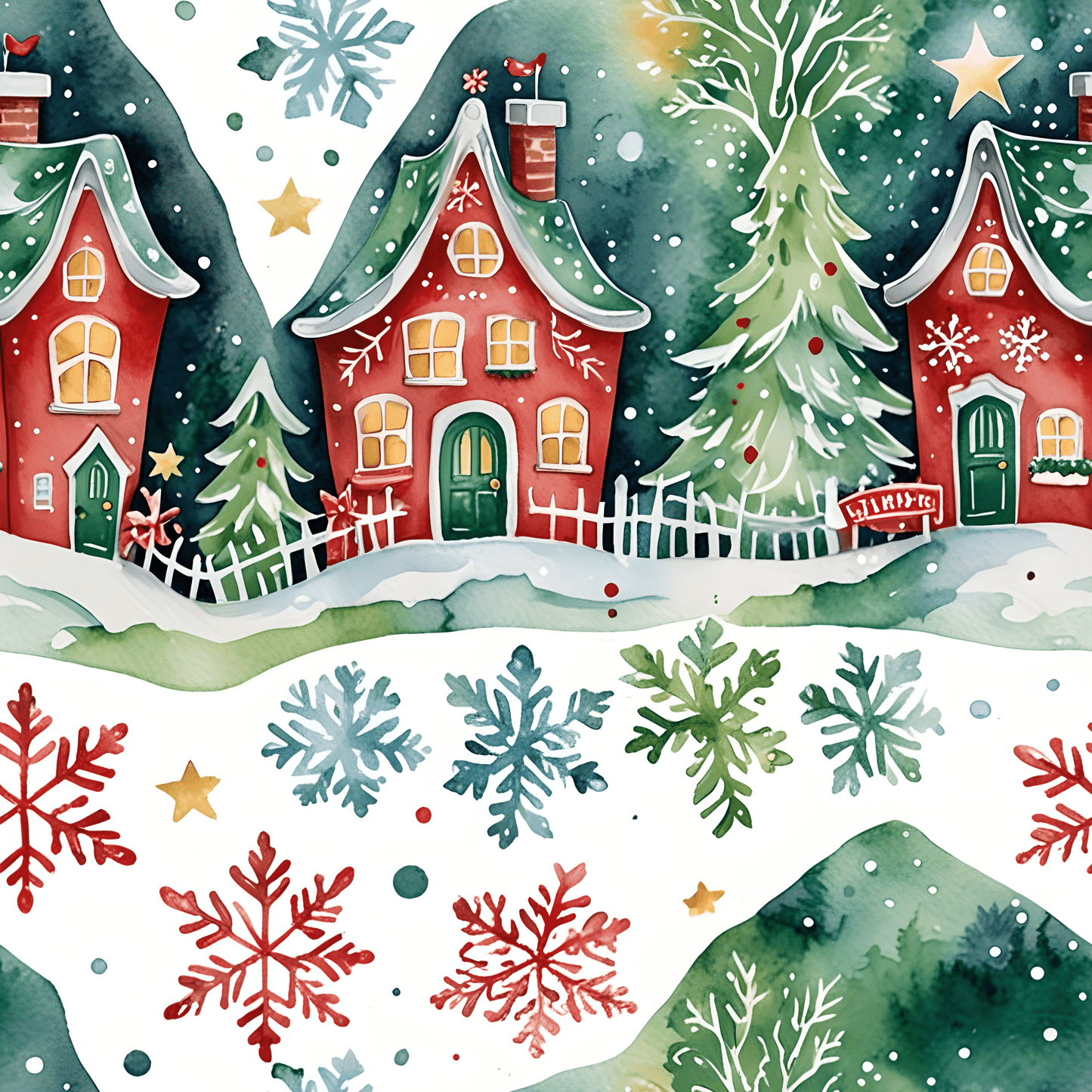 Merry Little Postcode – Whimsical Winter Village Wrapping Paper