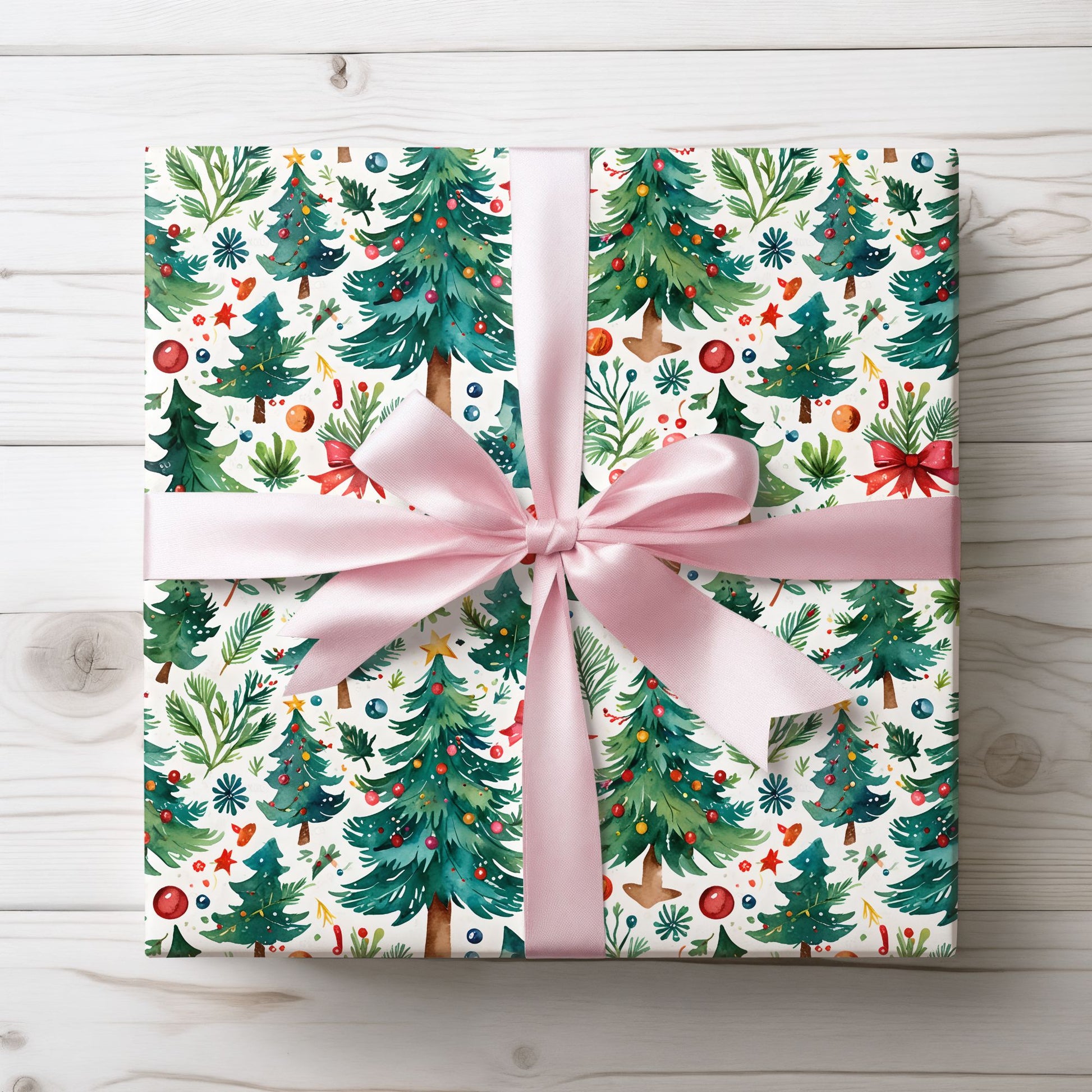 Fir Real Festive – Watercolor Christmas Tree Forest Wrapping Paper
