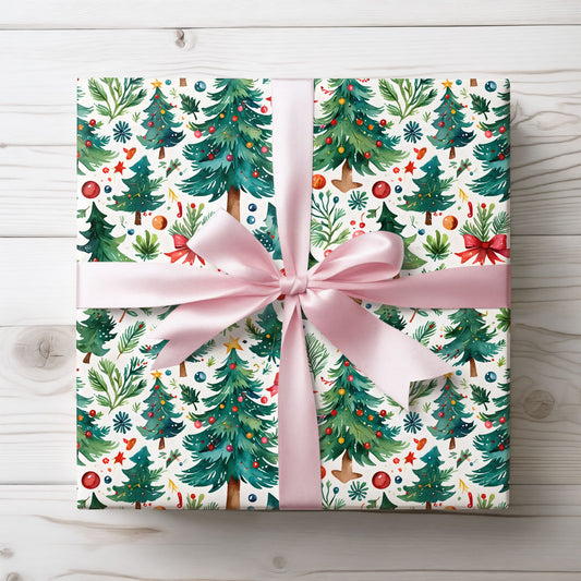 Fir Real Festive – Watercolor Christmas Tree Forest Wrapping Paper