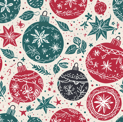Retro Sprig & Bauble Swing – Mid - Century Modern Christmas Wrapping Paper