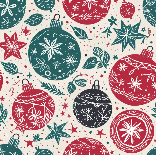 Retro Sprig & Bauble Swing – Mid - Century Modern Christmas Wrapping Paper