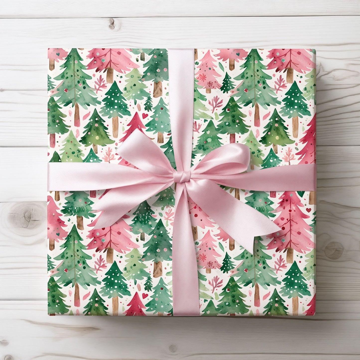 Pastel Pines & Peppermint Dreams – Whimsical Christmas Tree Wrapping Paper