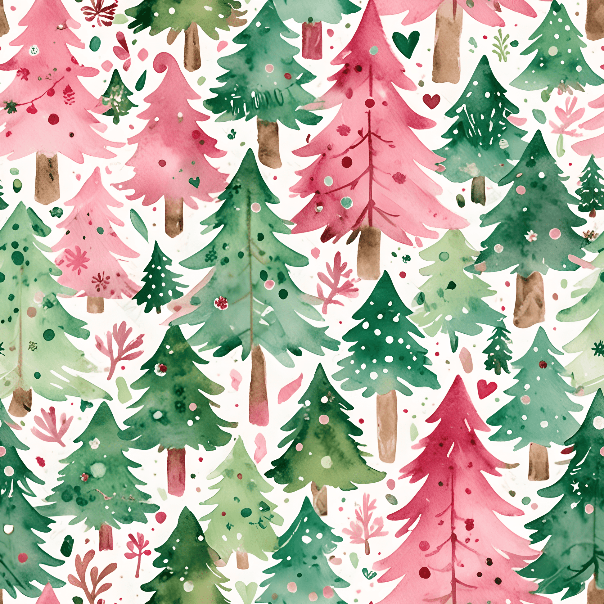 Pastel Pines & Peppermint Dreams – Whimsical Christmas Tree Wrapping Paper