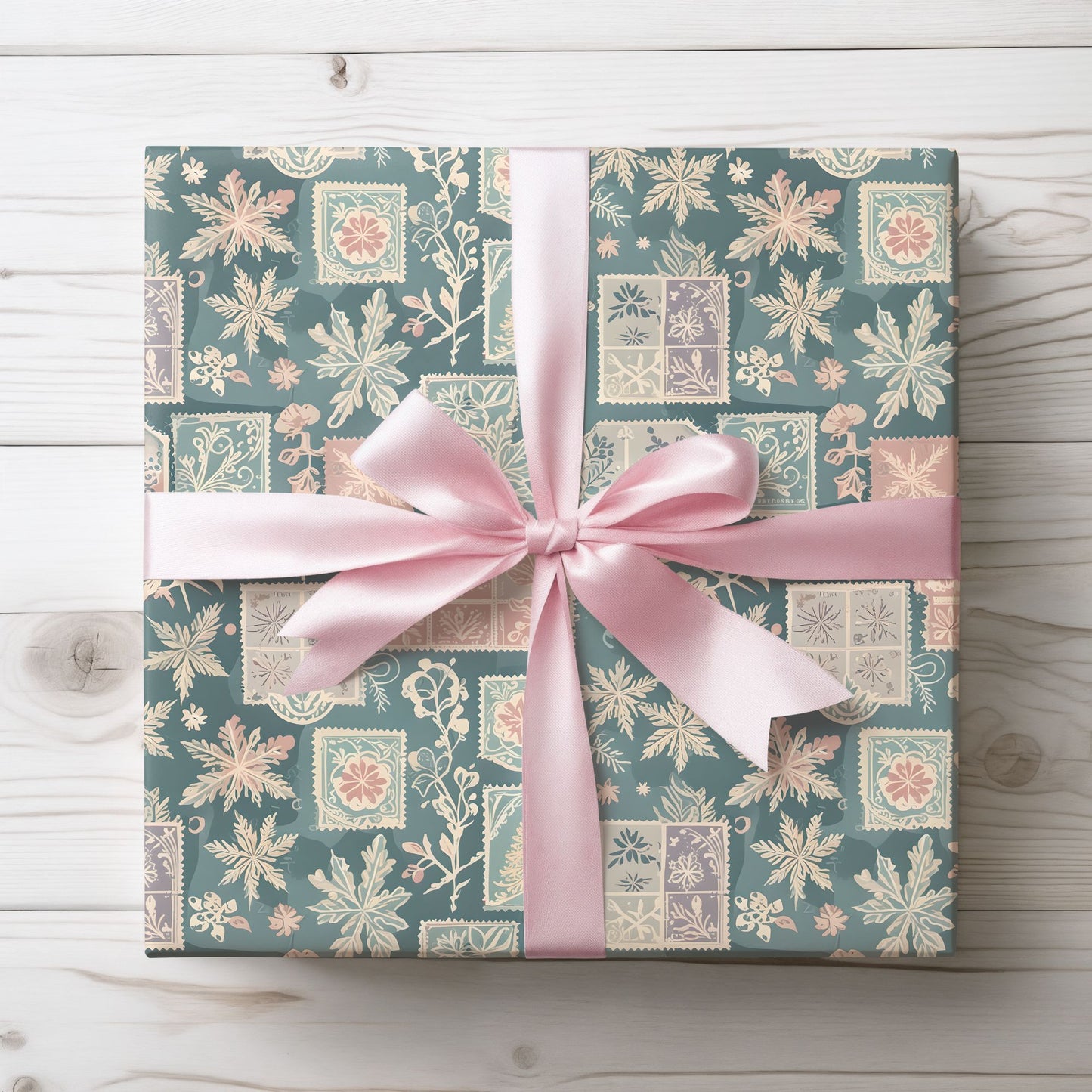 Frosted Post – Vintage Winter Stamp Wrapping Paper