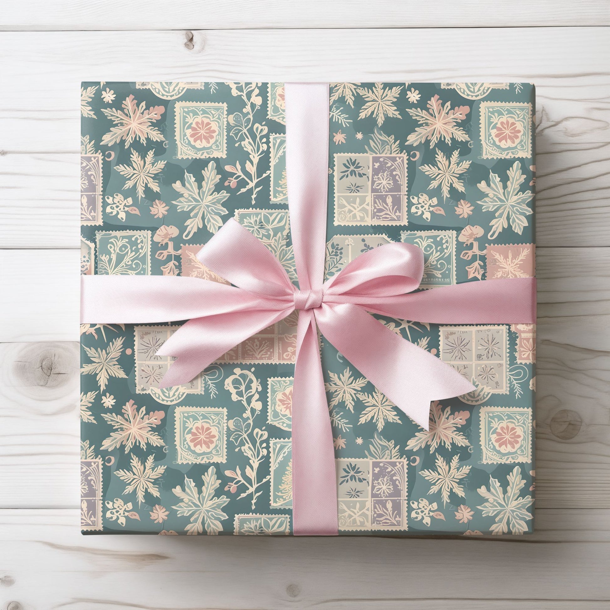 Frosted Post – Vintage Winter Stamp Wrapping Paper