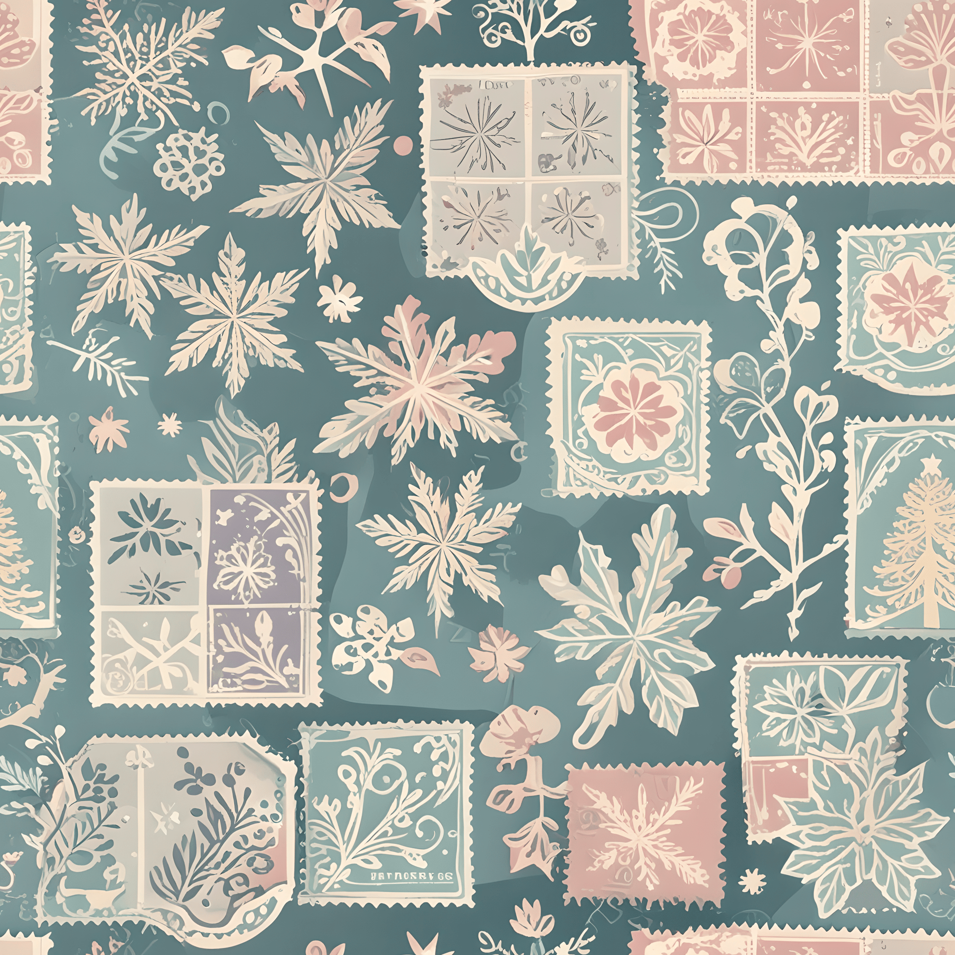 Frosted Post – Vintage Winter Stamp Wrapping Paper
