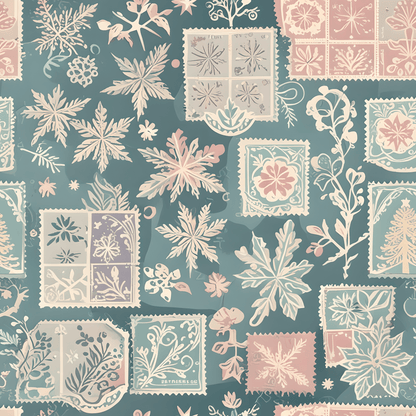 Frosted Post – Vintage Winter Stamp Wrapping Paper