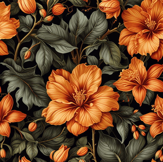 Vintage Orange Floral Wrapping Paper