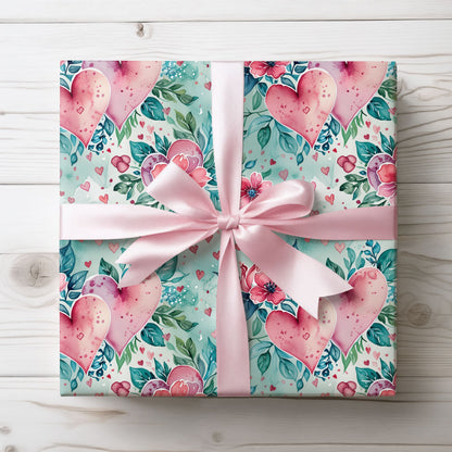 Blue & Pink Floral Gift Wrap
