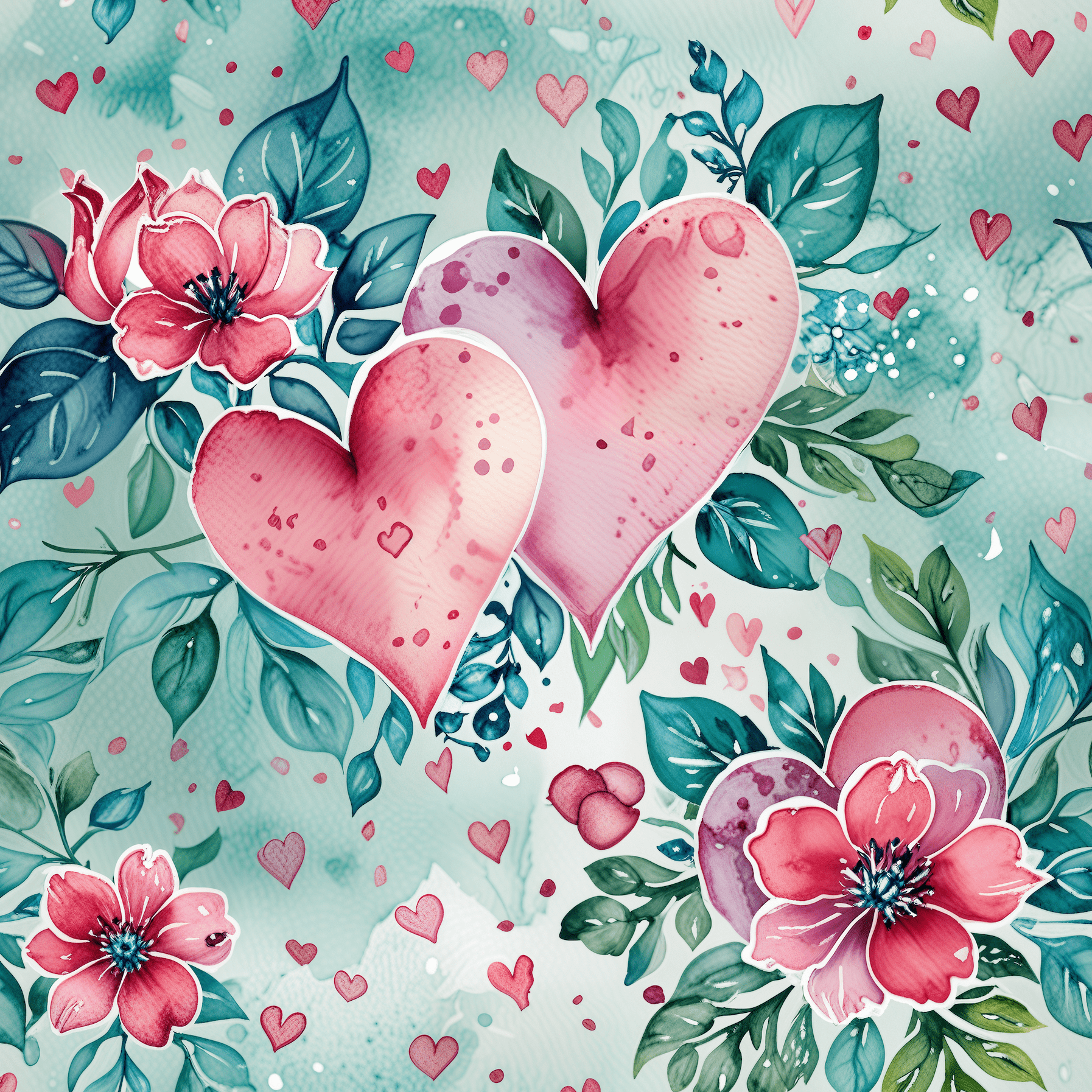 Blue & Pink Floral Gift Wrap