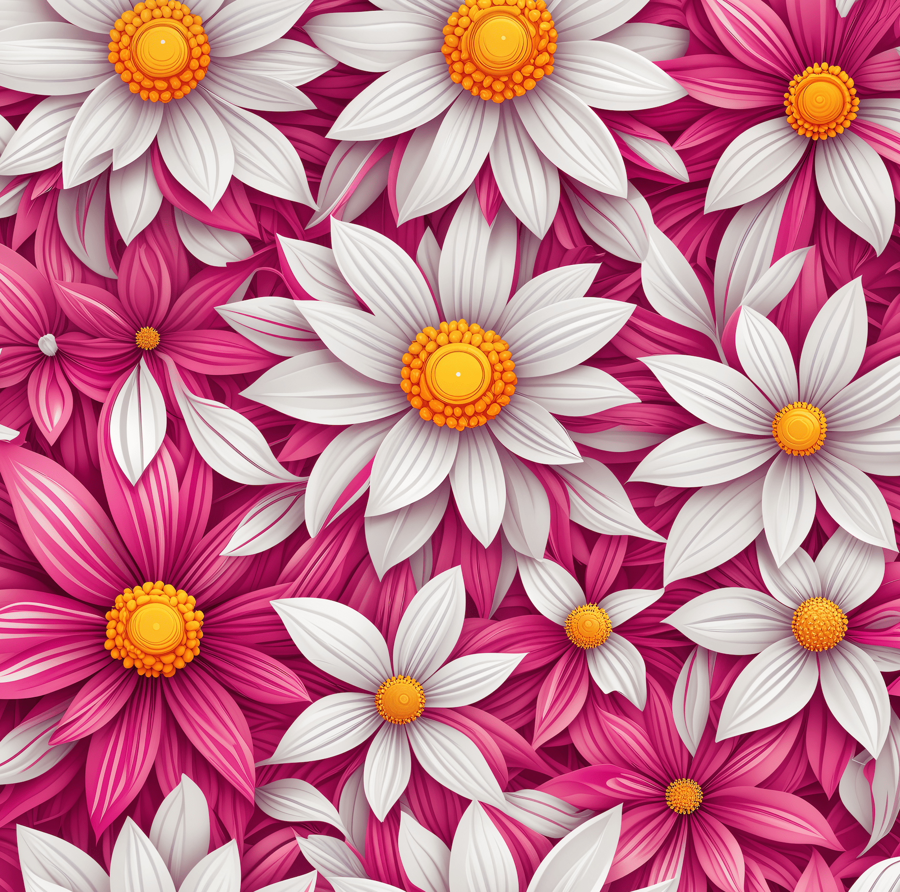 Pink & White Daisy Floral Gift Wrap Paper