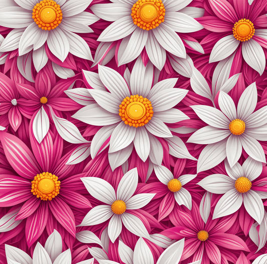 Pink & White Daisy Floral Gift Wrap Paper