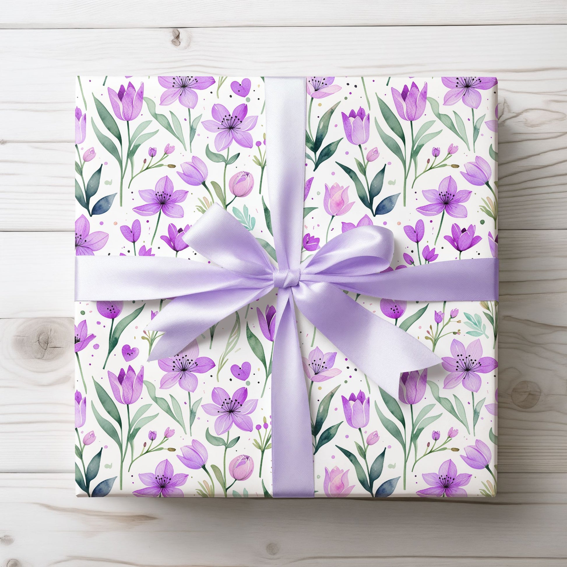 Purple Floral Gift Wrap Rolls