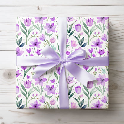 Purple Floral Gift Wrap Rolls