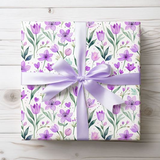 Purple Floral Gift Wrap Rolls