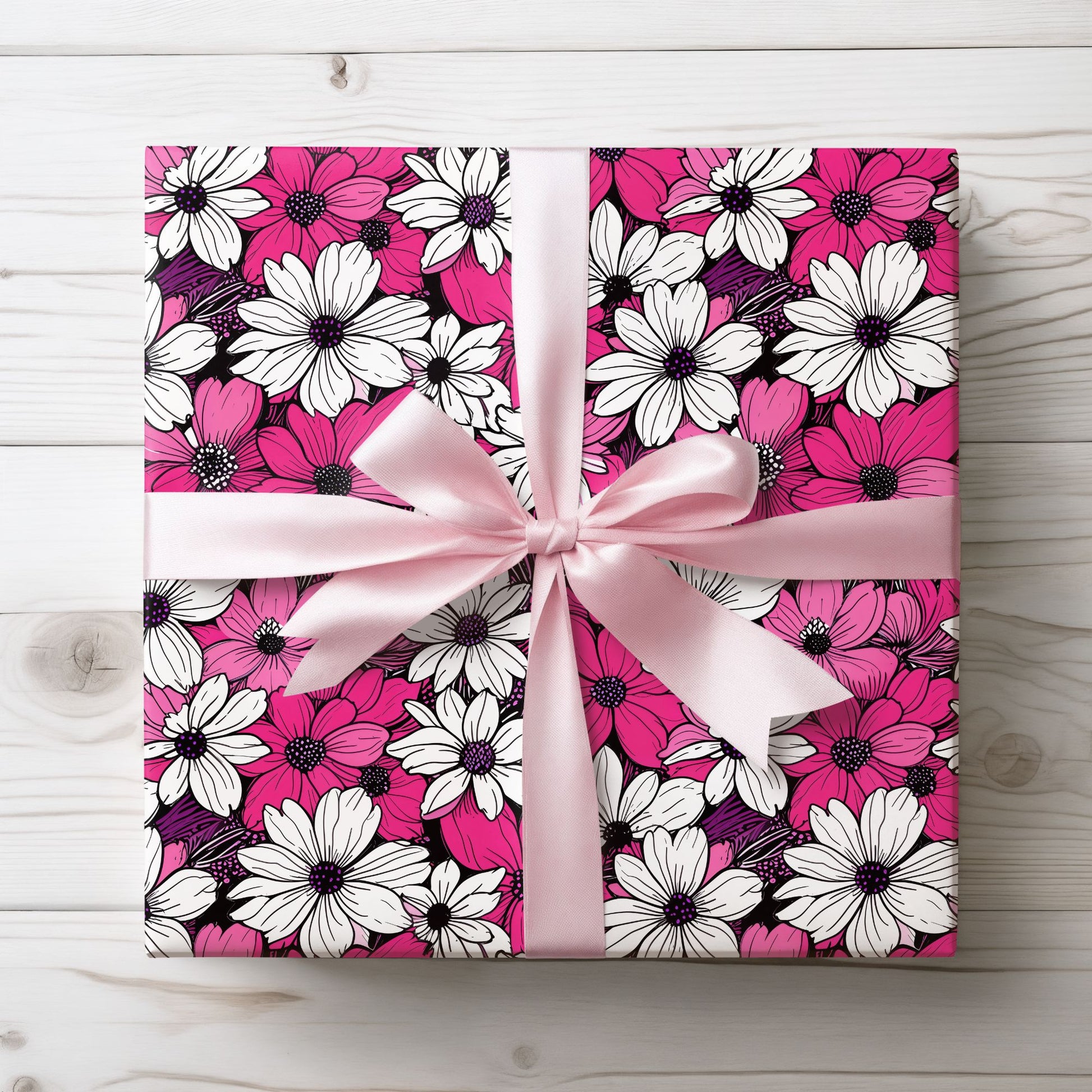 Pink & White Floral Wrapping Paper
