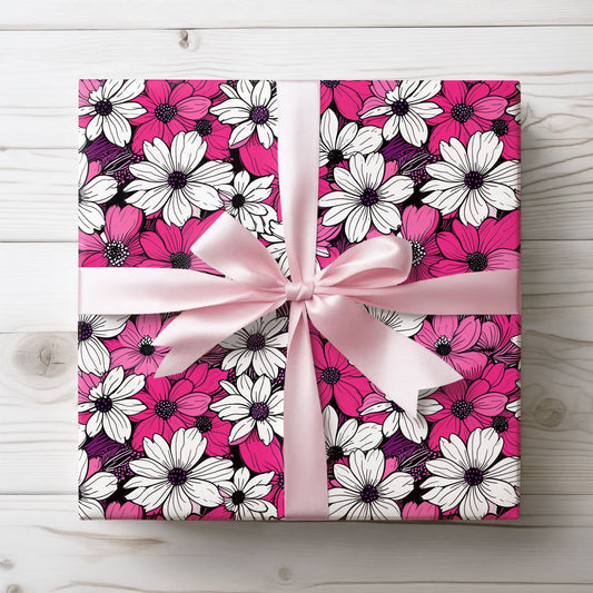 Pink & White Floral Wrapping Paper
