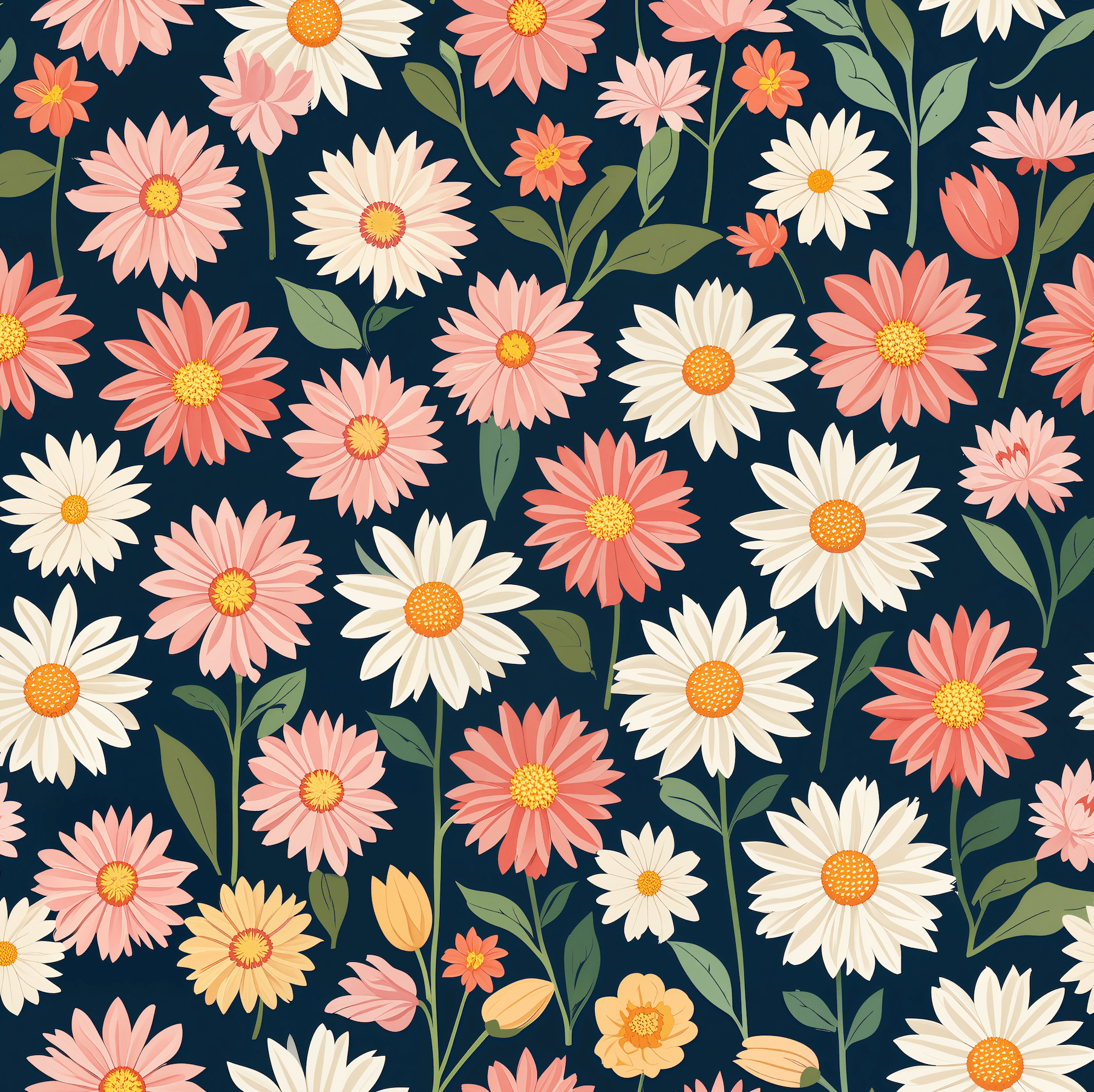Colorful Daisy Floral Wrapping Paper