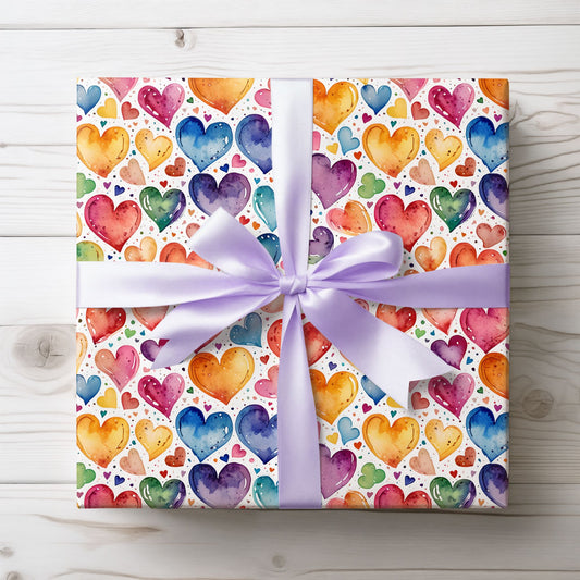 Vibrant Multicolor Heart Wrapping Paper