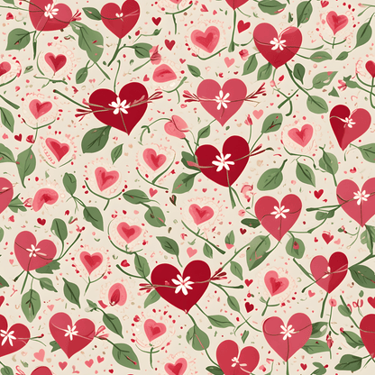 Orange Floral & Heart Wrapping Paper