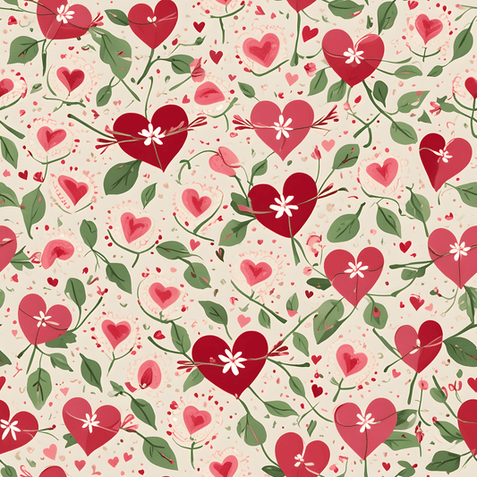 Orange Floral & Heart Wrapping Paper