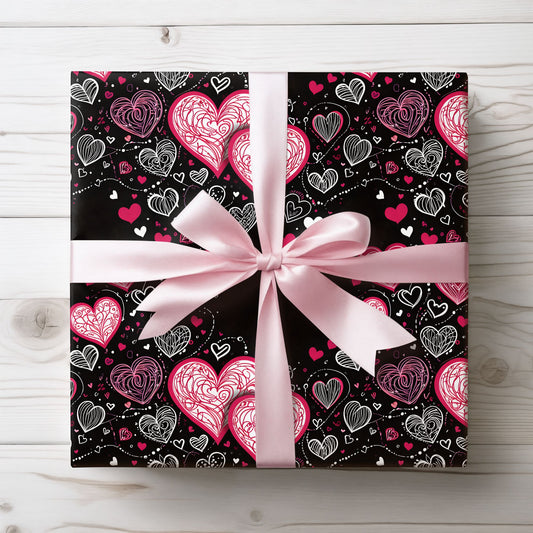 Romantic Hearts Wrapping Paper