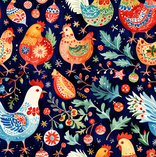 Vibrant Wrapping Paper Roll - Whimsical Chicken Design