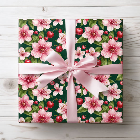 Wrapping Paper: Pink Cherry Floral Design