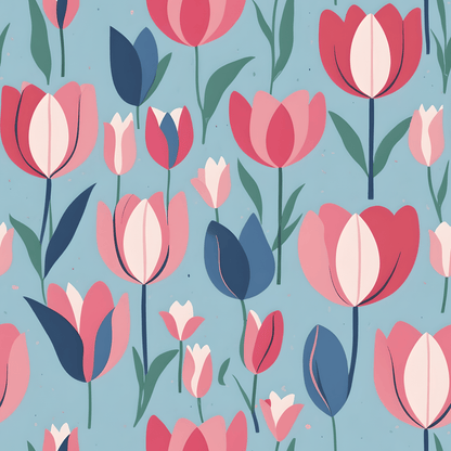 Chic Blue Tulip Wrapping Paper