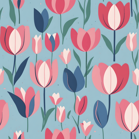 Chic Blue Tulip Wrapping Paper