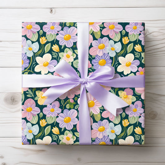 Vibrant Pastel Floral Wrapping Paper
