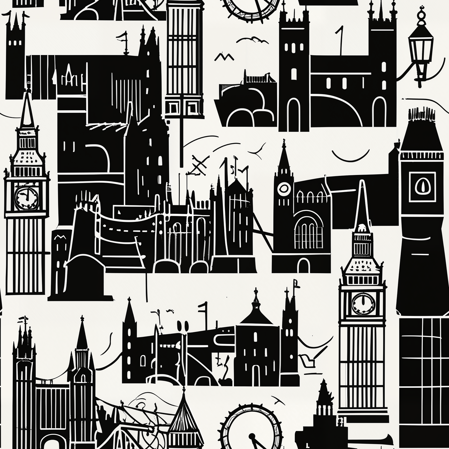Chic Black & White Cityscape Wrapping Paper