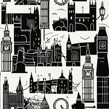 Chic Black & White Cityscape Wrapping Paper