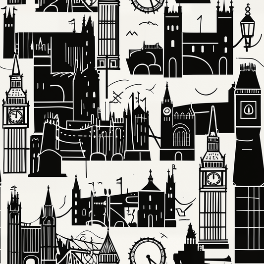 Chic Black & White Cityscape Wrapping Paper